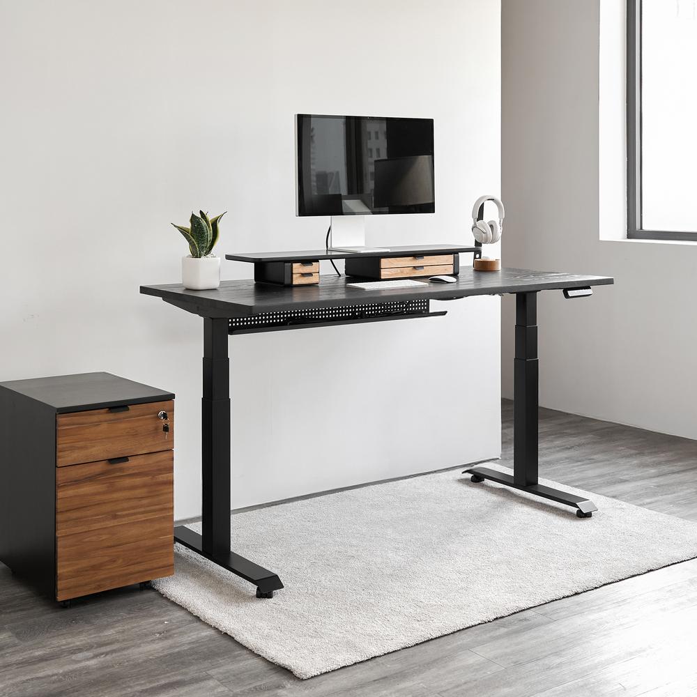 Bàn nâng hạ Fusion Edge 140x70cm, gỗ tần bì, màu đen
