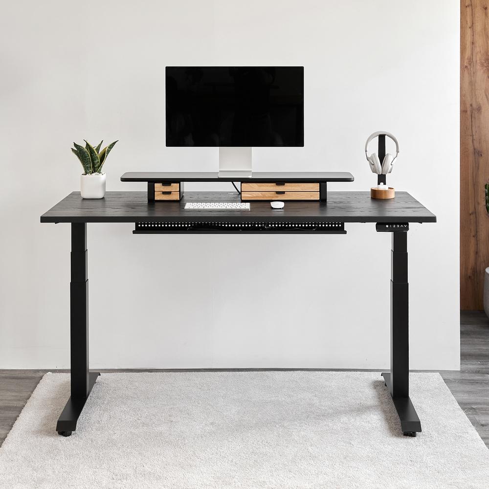 Bàn nâng hạ Fusion Edge 140x70cm, gỗ tần bì, màu đen