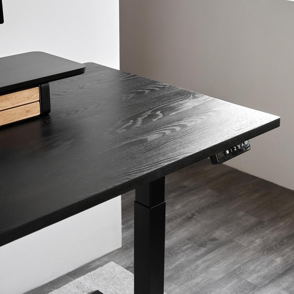 Bàn nâng hạ Fusion Edge 140x70cm, gỗ tần bì, màu đen