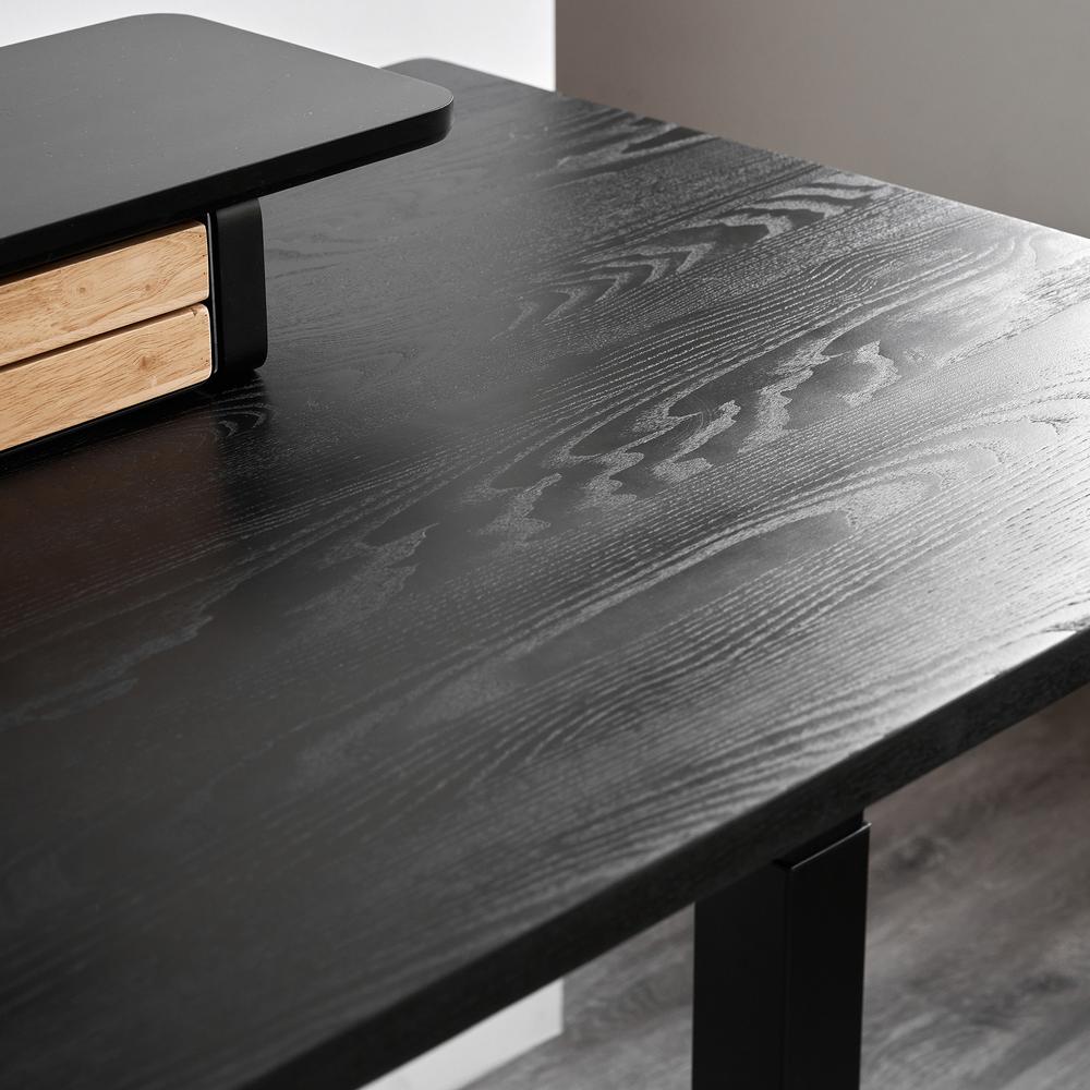 Bàn nâng hạ Fusion Edge 140x70cm, gỗ tần bì, màu đen