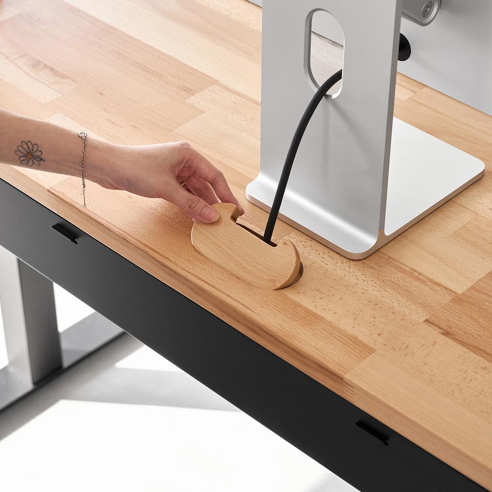 Bàn nâng hạ Taxua Fansi 180x75cm, gỗ dẻ gai, màu tự nhiên