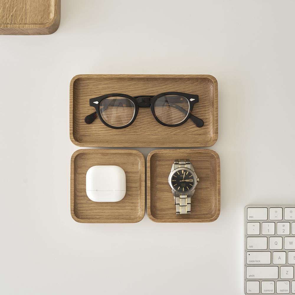 Khay đựng đồ Poly Neat, 9.5x9.5x2cm, màu gỗ tự nhiên, vát