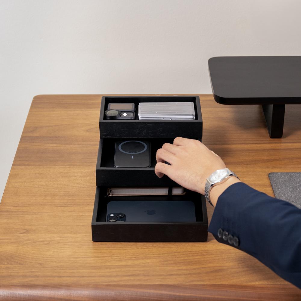 Khay gỗ để bàn Valley Tray - 36×20×3,7cm, màu gỗ sồi đen