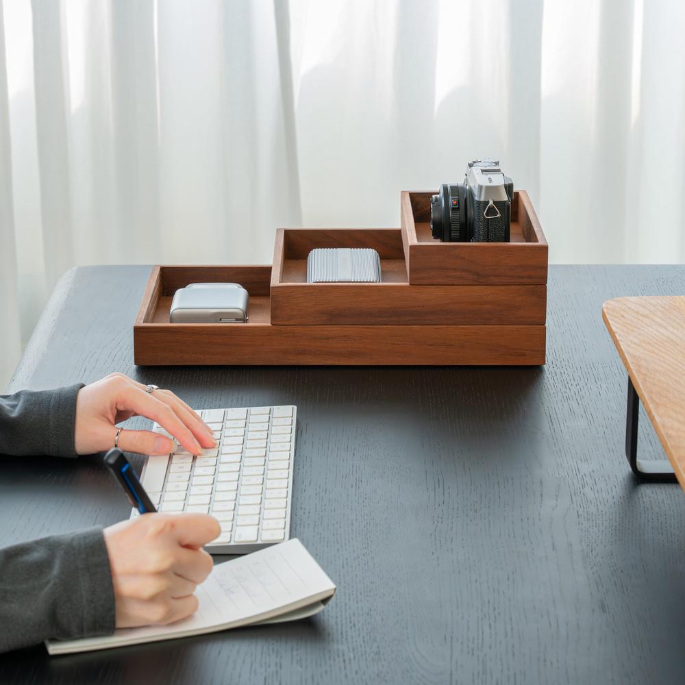 Khay gỗ để bàn Valley Tray - 36×20×3,7cm, màu gỗ óc chó