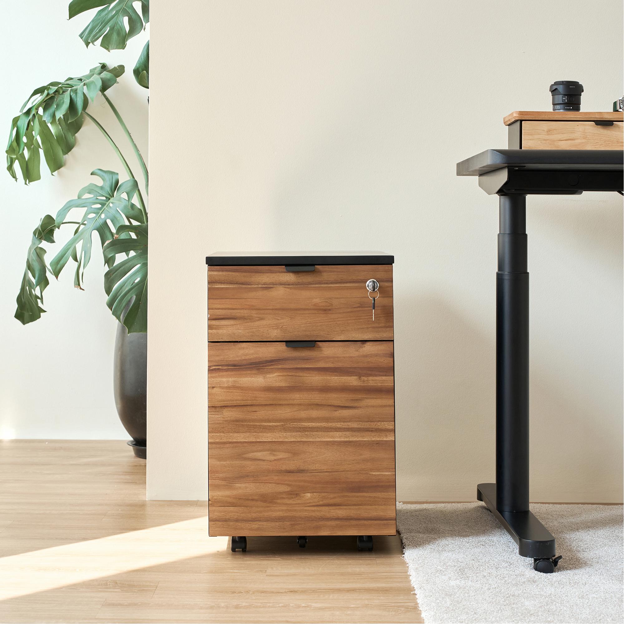 Hộc tủ 2 ngăn Alexa màu gỗ teak