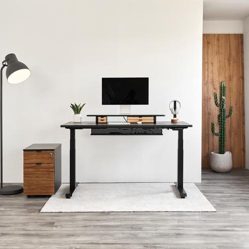 Bàn nâng hạ Fusion Edge 140x70cm, gỗ tần bì, màu đen