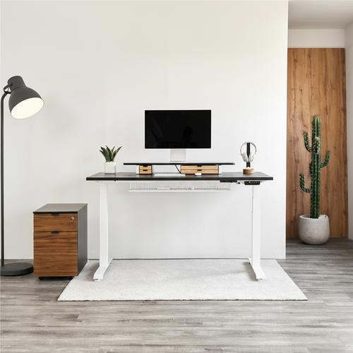 Bàn nâng hạ Fusion Edge 140x70cm, gỗ tần bì, màu đen