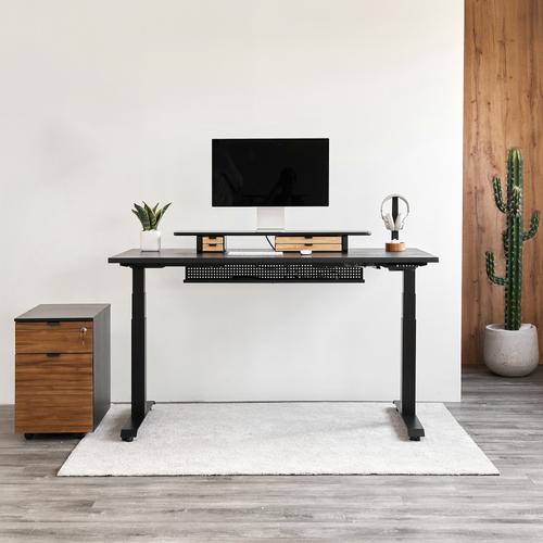 Bàn nâng hạ Fusion Fansi 160x75cm, gỗ tần bì, màu đen